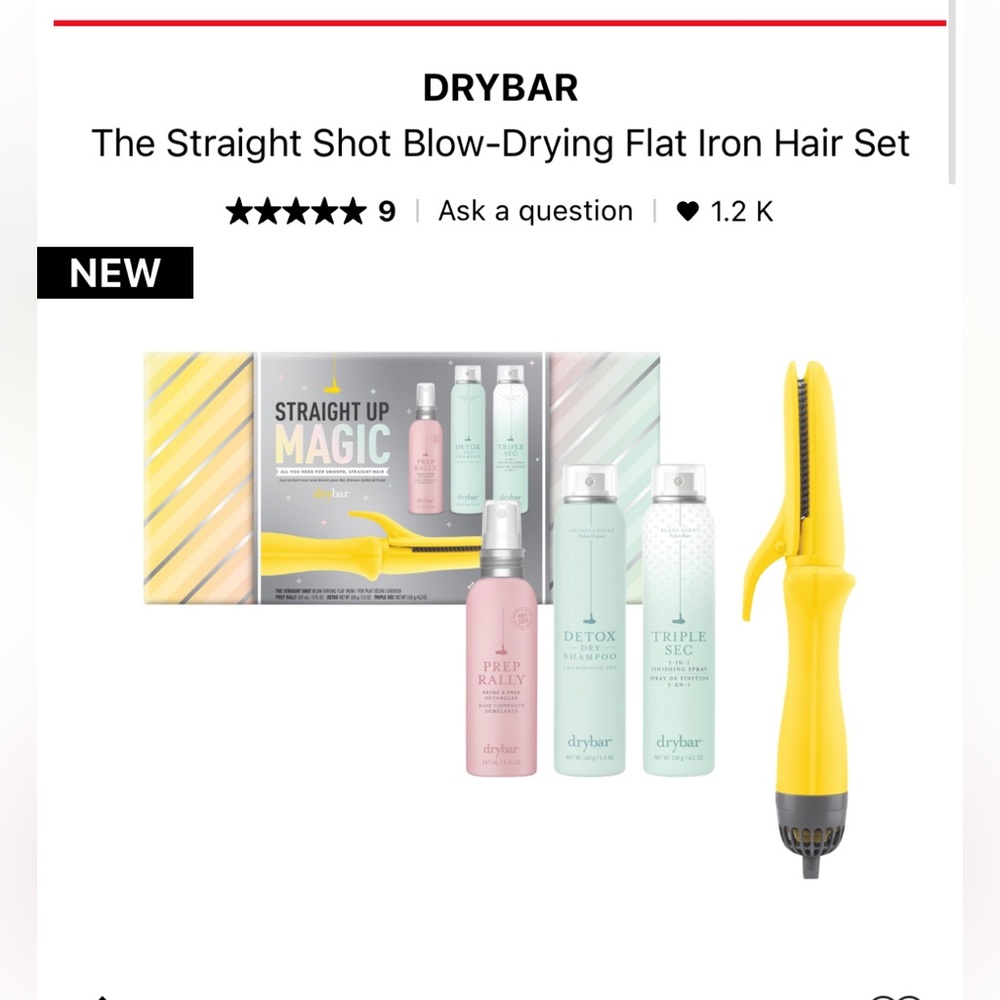 NEW Drybar Straight Up Magic Blow Drying Flatiron Set